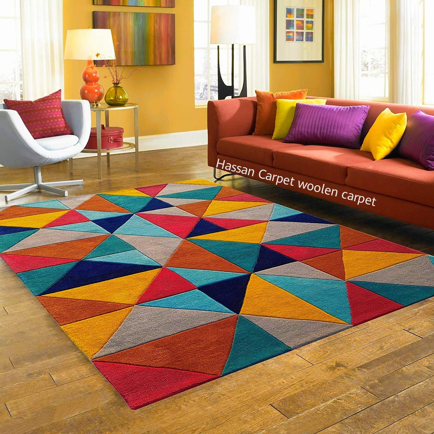 Zora Carpet Woollen Handmade Tufted Carpet for Living Room Bedroom Drawing Room...