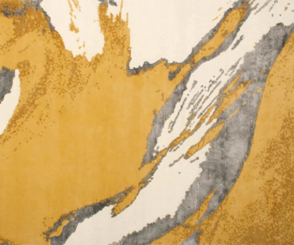 Zora Carpet Yellow Cream Handmade Tuffted Blended Pure Woollen Carpet for Livin...