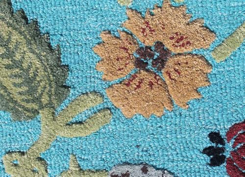 ZORA CARPET Teal Blue Handmade Tuffted Blended Pure Woollen Carpet for Living R...