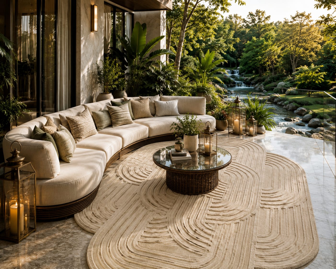 Creem Interlock High-Low Hand Tufted Wool Rug | Luxury Modern Carpet