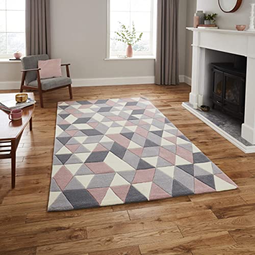 Quality Premium Hand Tufted Carpet for Bedroom, Living Room with 1 Inch Pile Height (7 x 10 Ft Size, Grey & Pink) handmade carpet from Zorra Carpet