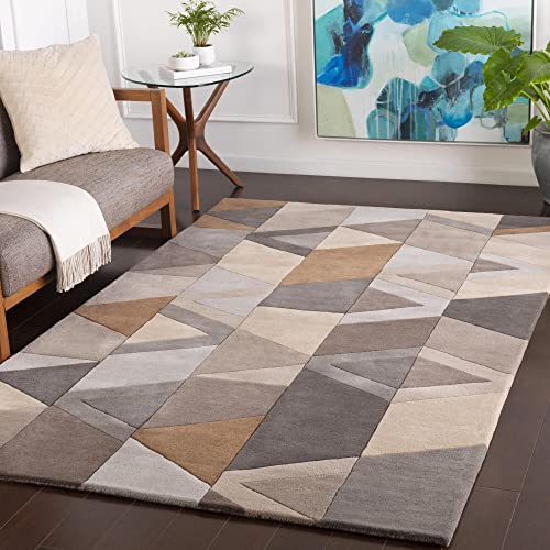 Quality Premium Hand Tufted Carpet for Bedroom, Living Room with 1 Inch Pile Height (7 x 10 Ft Size, Grey & Beige) handmade carpet from Zorra Carpet