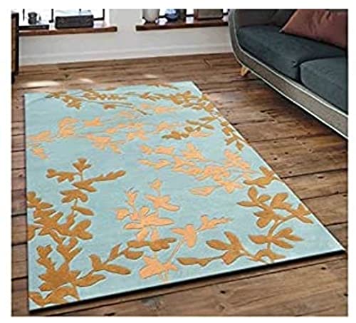 Quality Premium Hand Tufted Carpet for Bedroom, Living Room with 1 Inch Pile Height (7 x 10 Ft Size, Blue & Beige) handmade carpet from Zorra Carpet