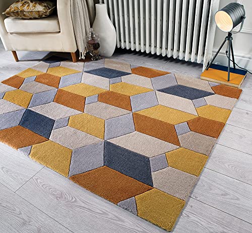 Quality Premium Hand Tufted Carpet for Bedroom, Living Room with 1 Inch Pile Height (7 x 10 Ft Size, Mustard) handmade carpet by Zorra Carpet