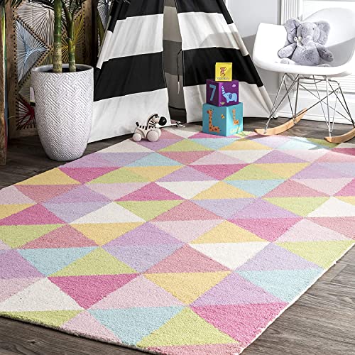Quality Premium Hand Tufted Carpet for Bedroom, Living Room with 1 Inch Pile Height (7 x 10 Ft Size, Pink) handmade carpet by Zorra Carpet