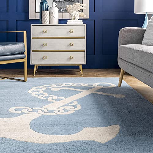 Quality Premium Hand Tufted Carpet for Bedroom, Living Room with 1 Inch Pile Height (7 x 10 Ft Size, Blue) handmade carpet from Zorra Carpet