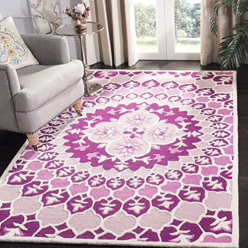Quality Premium Hand Tufted Carpet for Bedroom, Living Room with 1 Inch Pile Height (7 x 10 Ft Size, Pink & Ivory) handmade carpet by Zorra Carpet