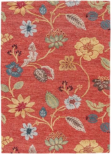 Orange Vintage Floral Wool Rug