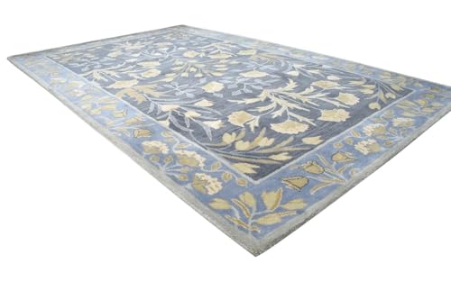 Zora Carpets Blue 2 Handmade Tuffted Blended Pure Woollen Carpet for Living Room Bedroom Size -3 X 5 Ft handmade carpet by Zorra Carpet
