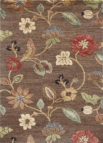 Brown Vintage Floral Wool Rug