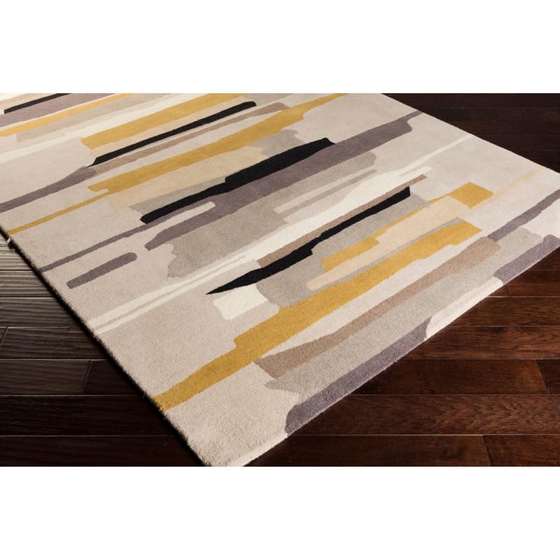 Modern Abstract Wool Rug - Striped Hand- Tufted Luxury Designer Carpet view 3