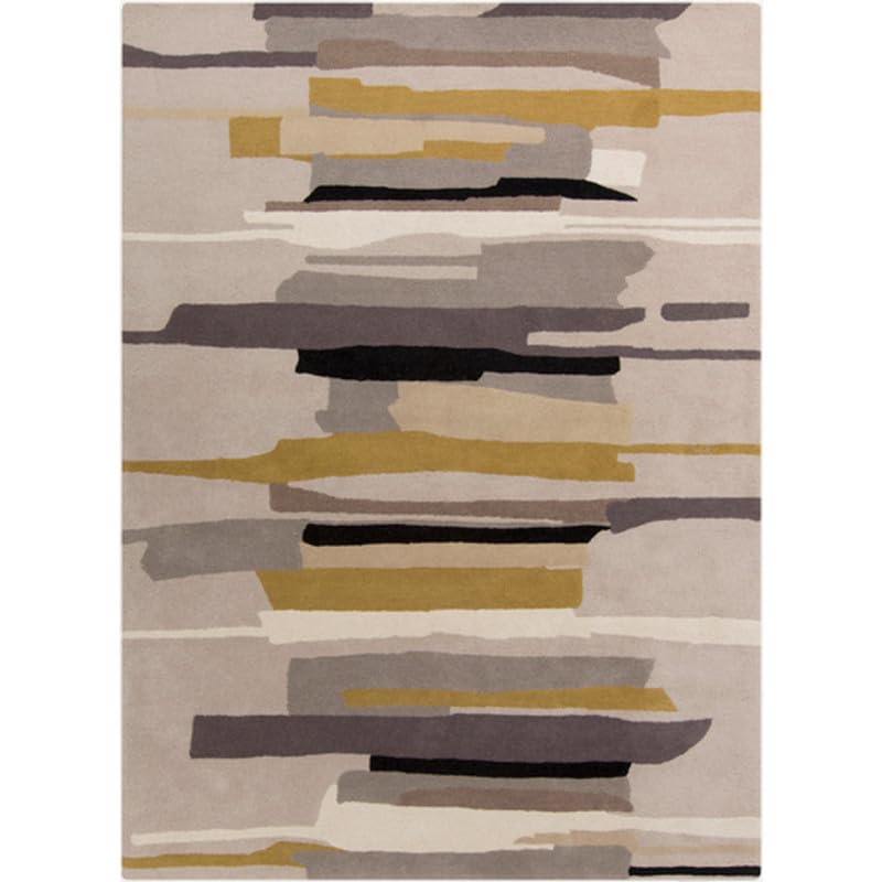 Modern Abstract Wool Rug - Striped Hand- Tufted Luxury Designer Carpet