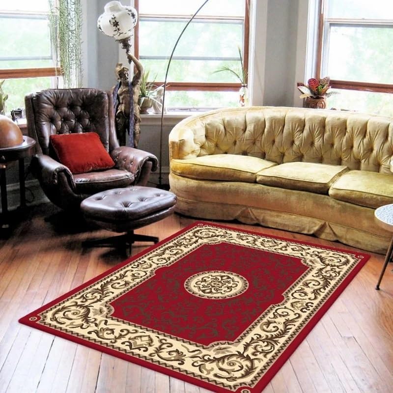 ZORA CARPET Red Handmade Tuffted Blended Pure Woollen Carpet for Living Room Be...