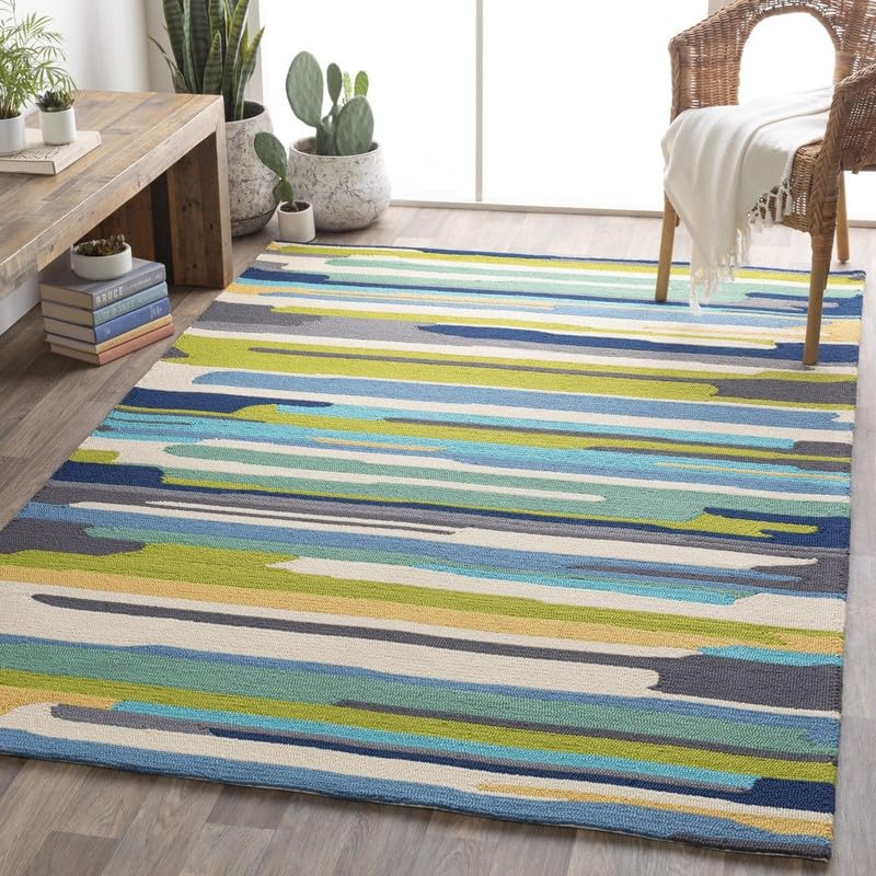 ZORA CARPET Green Multi Handmade Tuffted Blended Pure Woollen Carpet for Living...
