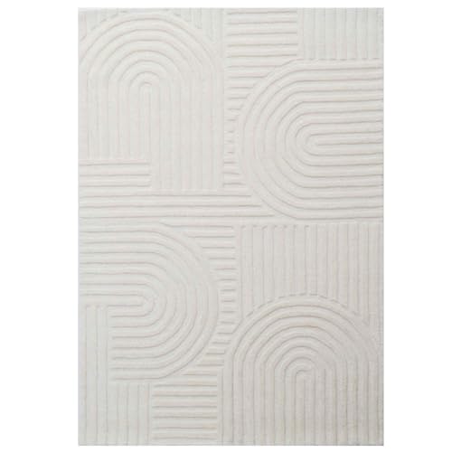 Handmade High-Low Hand Tufted Floral Silk Wool Area Carpet | Rectangular Shape, Thick & Soft Carpet for Living Room, Bedroom & Kitchen Decor(White 3, 3 x 5 Feet) handmade carpet by Zorra Carpet