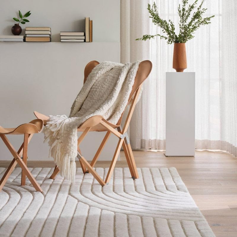 Handmade High-Low Hand Tufted Wool Area Rug handmade carpet by Zora Carpet