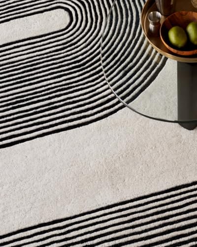 Zora CarpetHandmade High-Low Hand Tufted Floral Wool Area Rug|Thick & Soft Carpet for Living Room, Bedroom & Kitchen Decor(Monochrome, 3 x 5 Feet) handmade carpet by Zorra Carpet