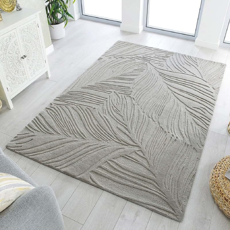Hand Tufted Modern Design Exported Collection High Low Pattern Wool Carpet for Living Room, Bedroom & Hall room - Color Grey