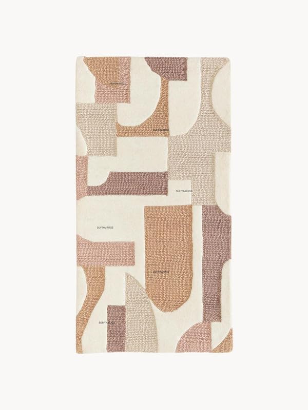 Hand Tufted Modern Design Exported Collection High Low Pattern Wool Carpet for Living Room, Bedroom & Hall (Multi K, 4 x 6 Feet) handmade carpet from Zorra Carpet