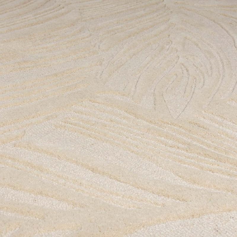 Botanical Leaf Beige High-Low Wool Rug , view 3