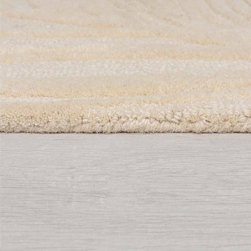 Botanical Leaf Beige High-Low Wool Rug , view 5