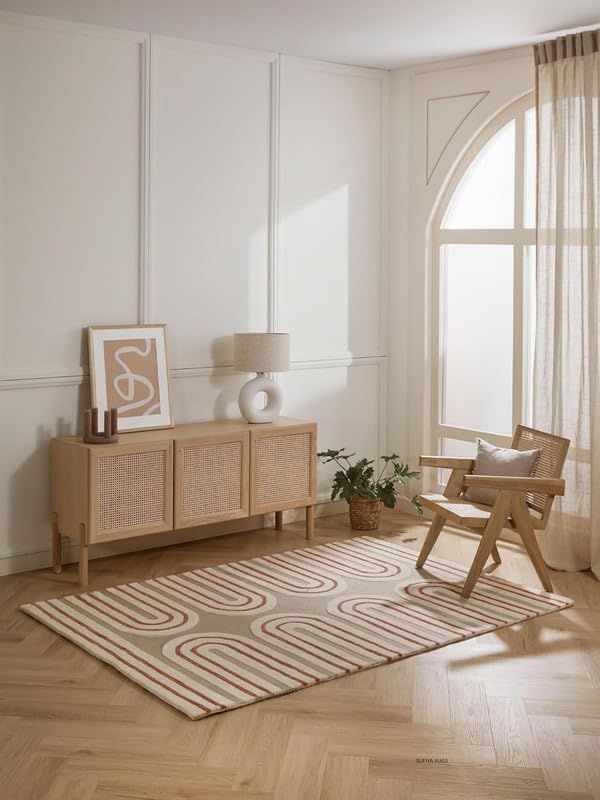 Hand Tufted Modern Design Exported Collection High Low Pattern Wool Carpet for Living Room, Bedroom & Hall (Multi J, 4 x 6 Feet) handmade carpet from Zorra Carpet