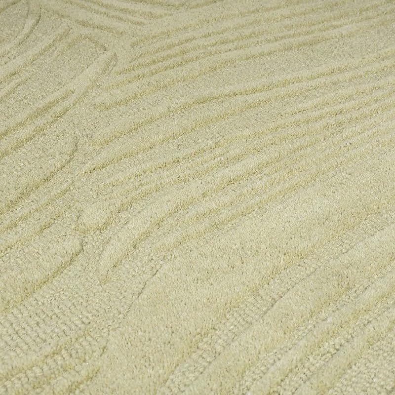 Botanical Leaf Oliv Green High-Low Wool Rug view 3