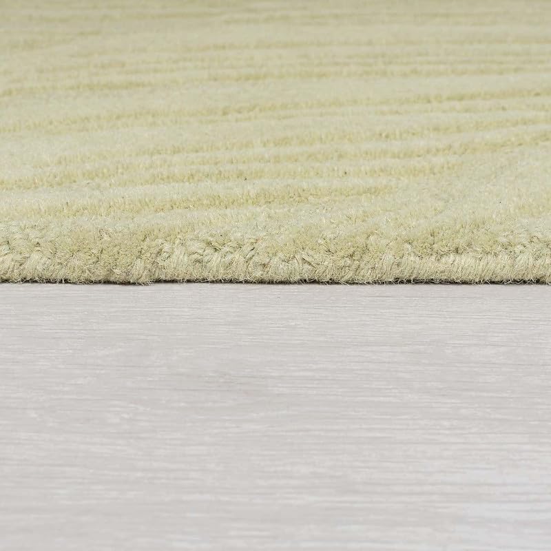 Botanical Leaf Oliv Green High-Low Wool Rug view 5