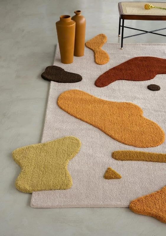 Handmade Tufted Wool Abstract Area Rug | Modern Artistic Carpet view 2
