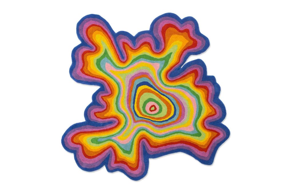Zora Psychedelic Rainbow Wavy Rug - Hand-Tufted Irregular Shape Rug view 2