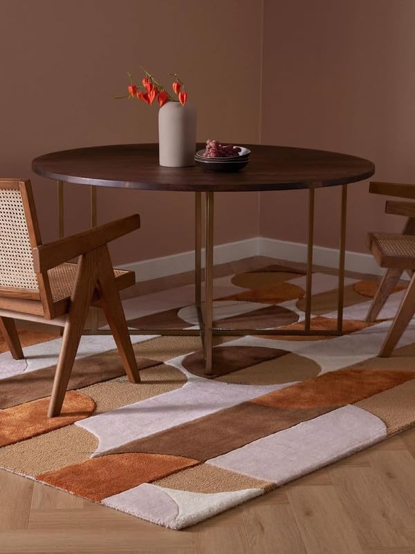 Hand Tufted Modern Design Exported Collection High Low Pattern Wool Carpet for Living Room, Bedroom & Hall Color Rust