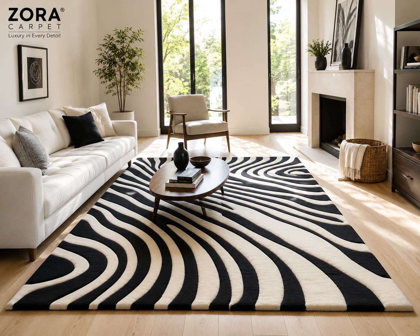 Premium New Zealand Wool Zebra Rug view 2