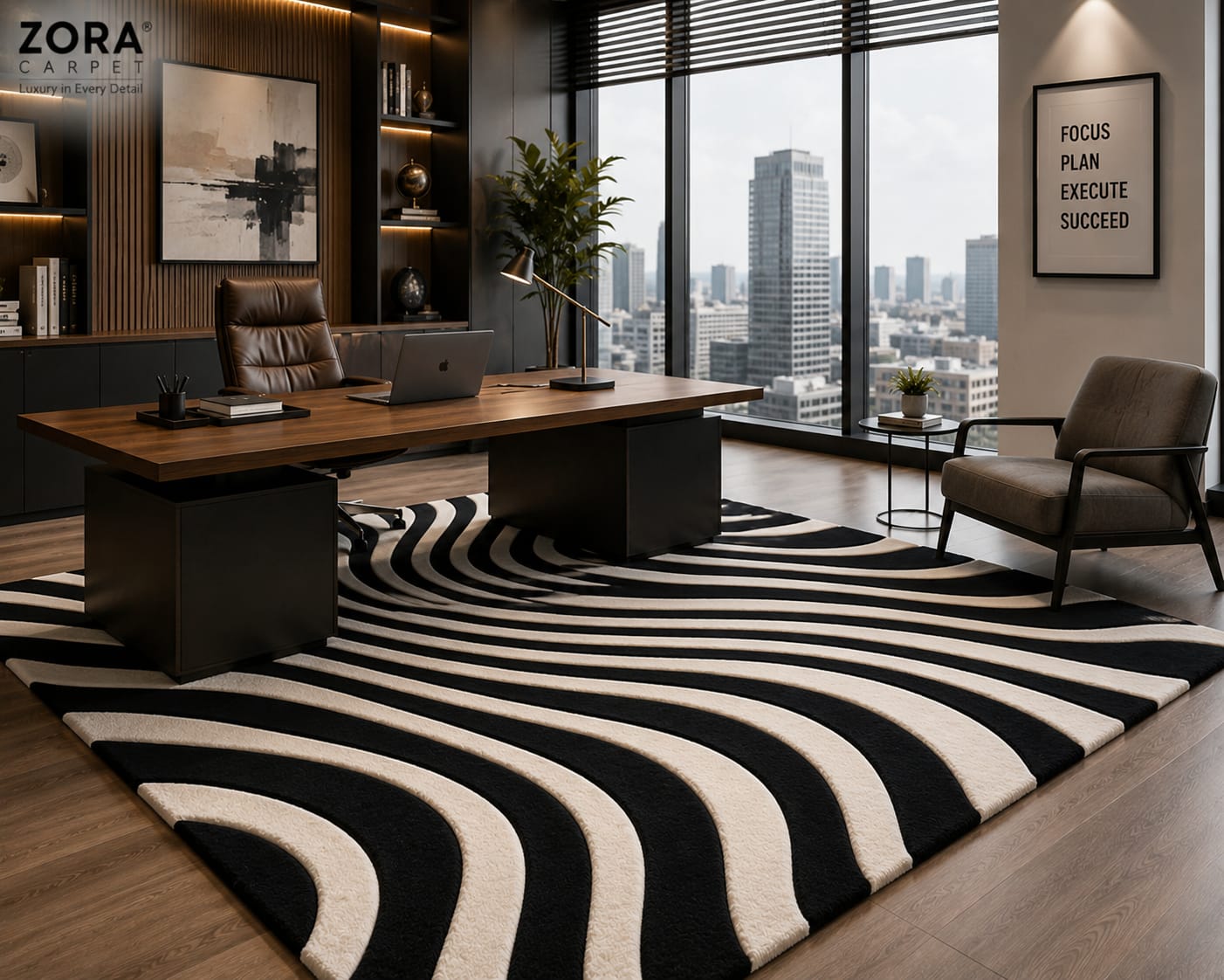 Premium New Zealand Wool Zebra Rug view 3