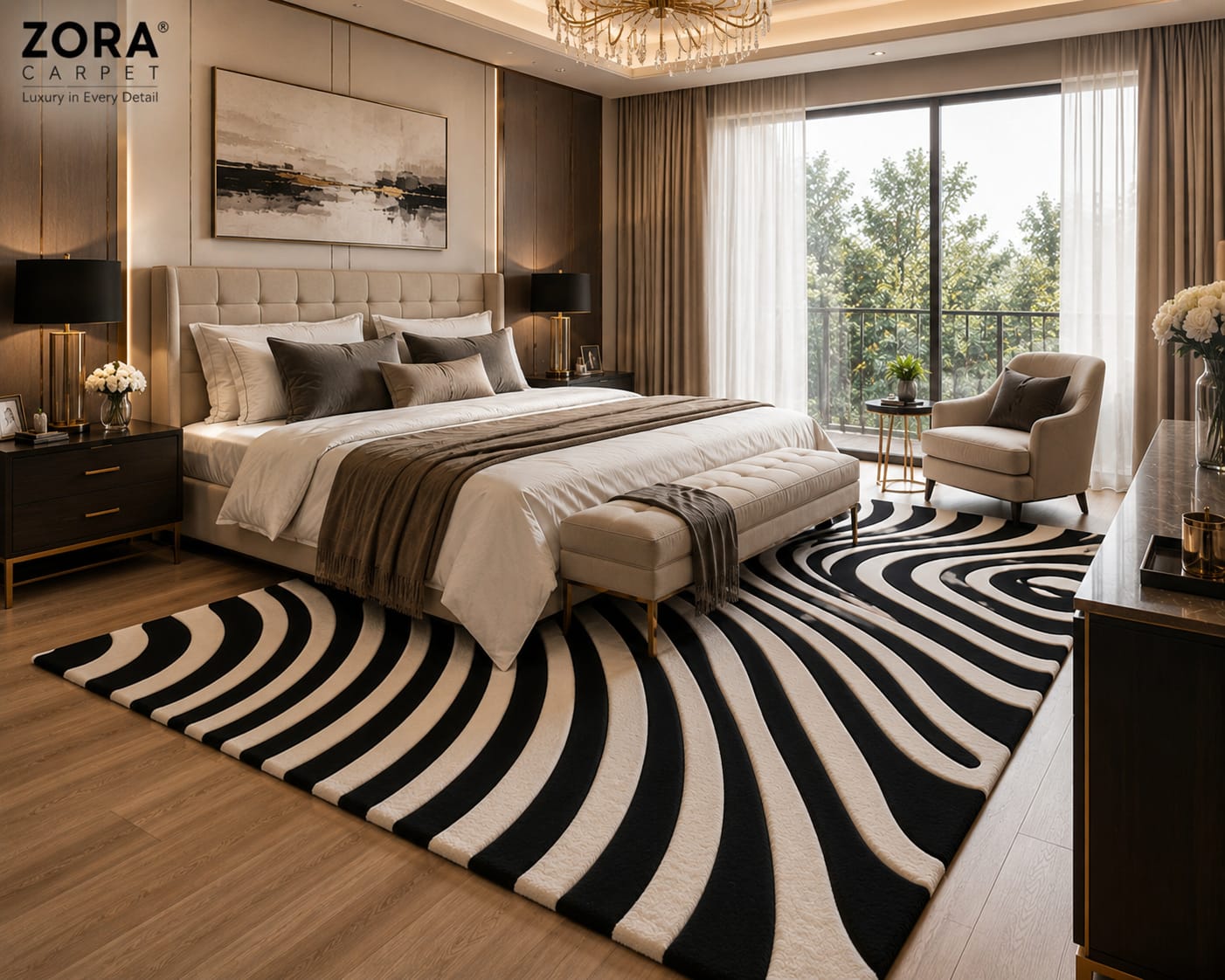 Premium New Zealand Wool Zebra Rug view 4