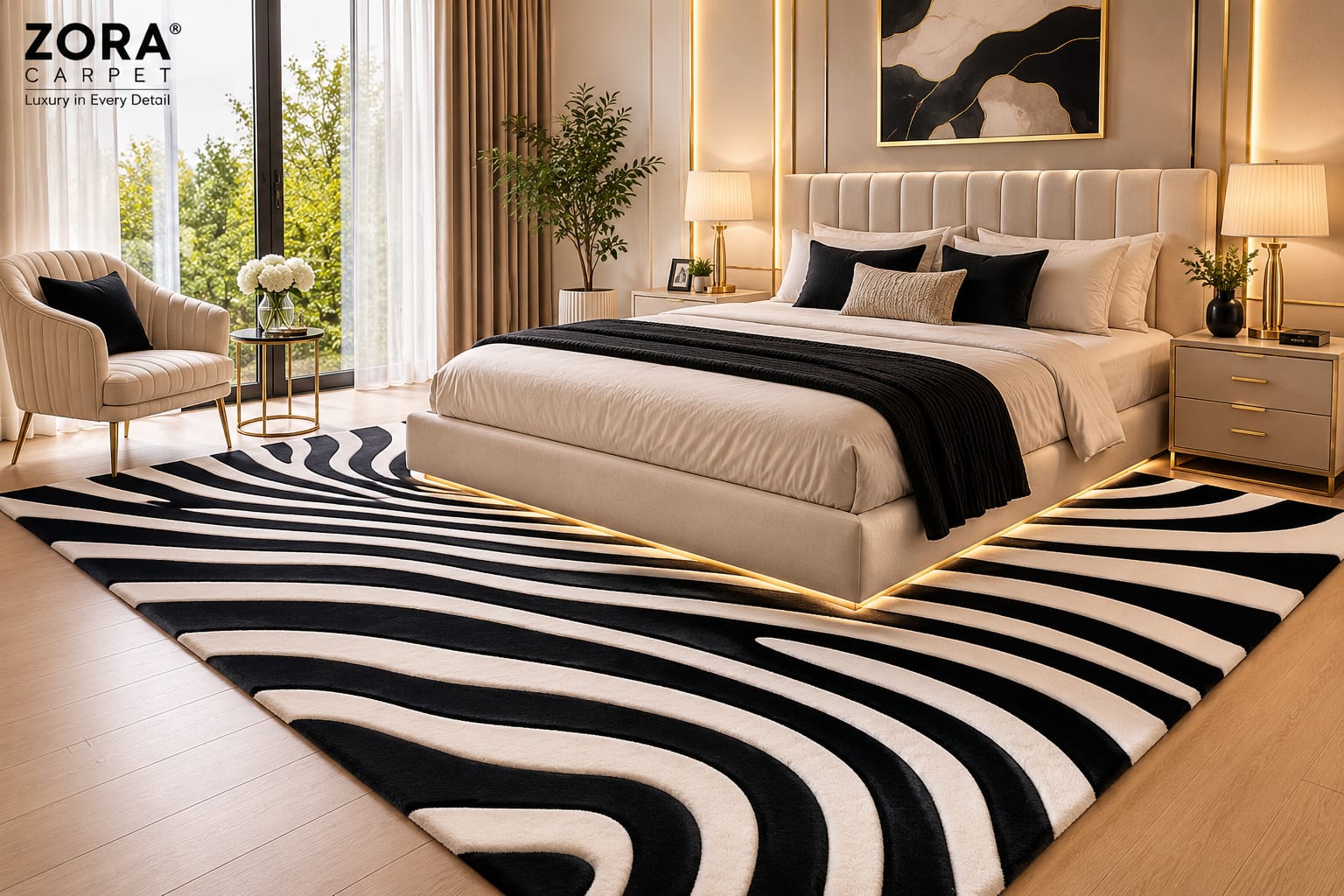 Premium New Zealand Wool Zebra Rug view 5