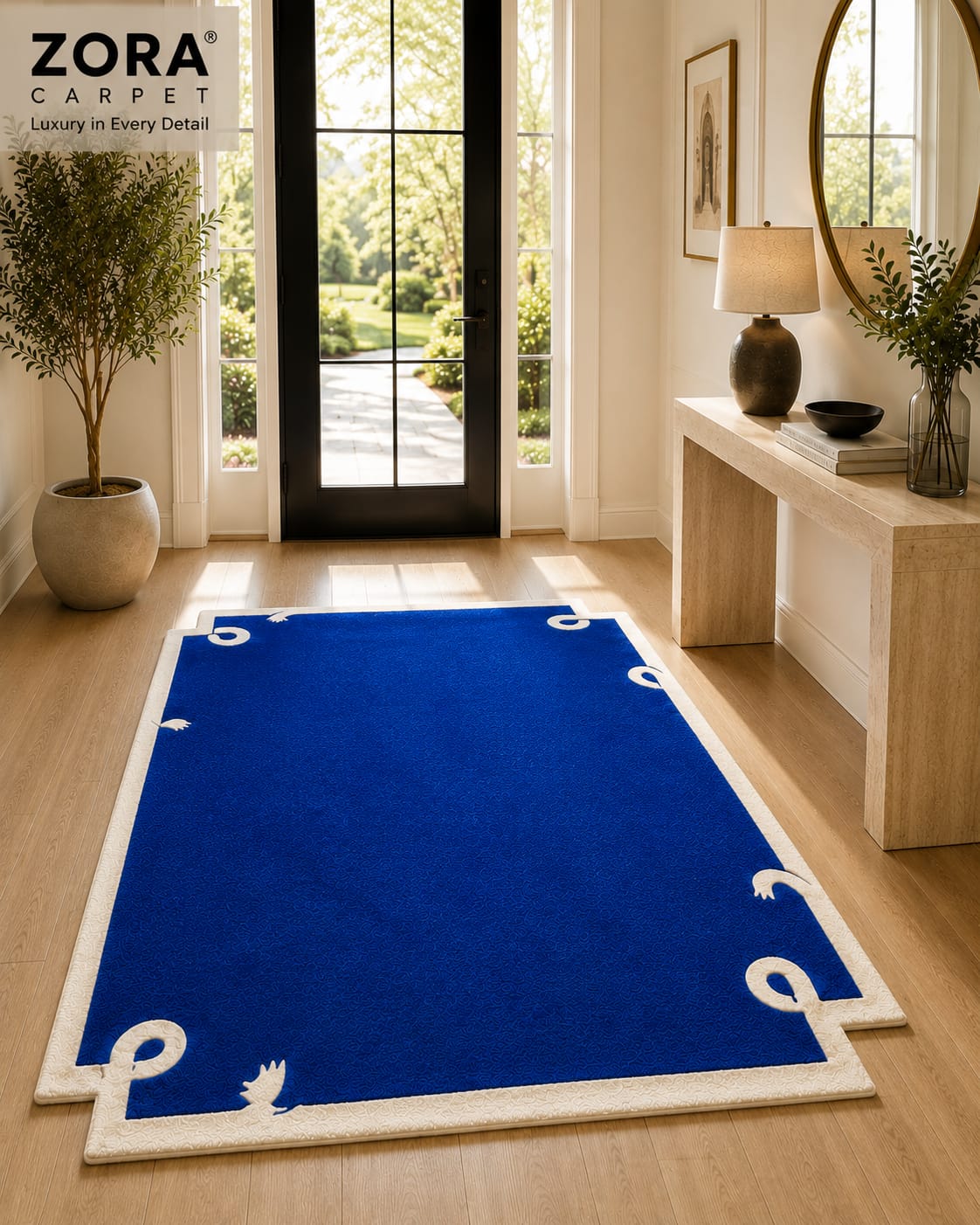 Royal Blue Hand Tufted New Zealand Wool Rug | Luxury Modern Designer Carpet