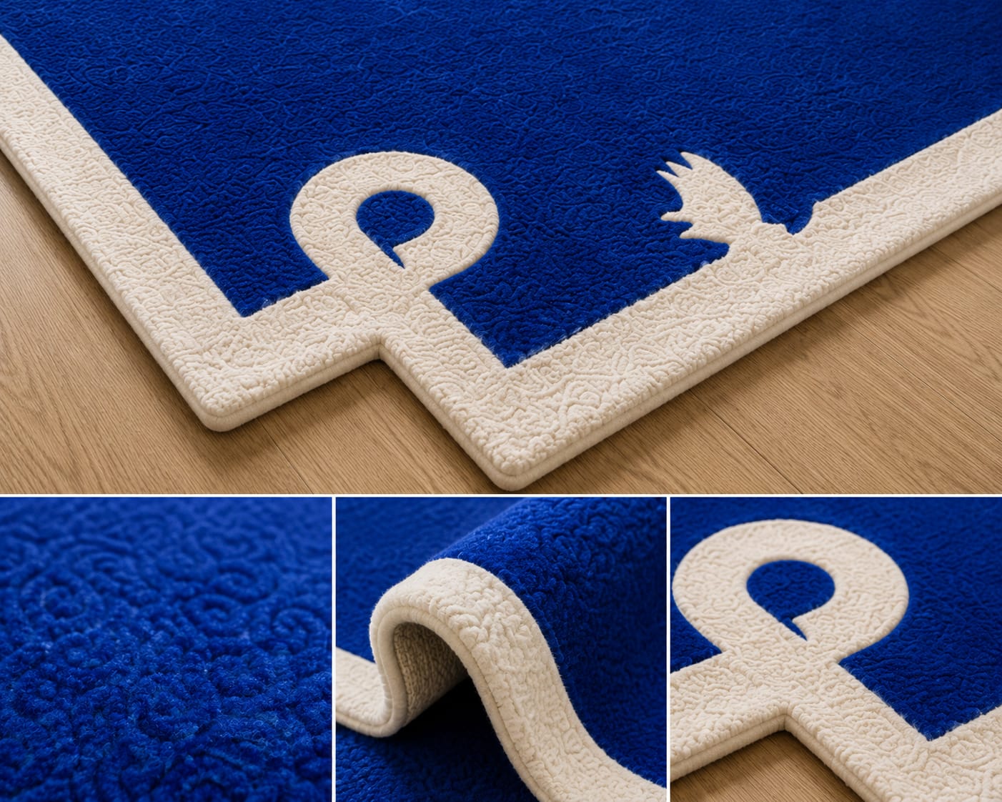 Royal Blue Hand Tufted New Zealand Wool Rug | Luxury Modern Designer Carpet view 4