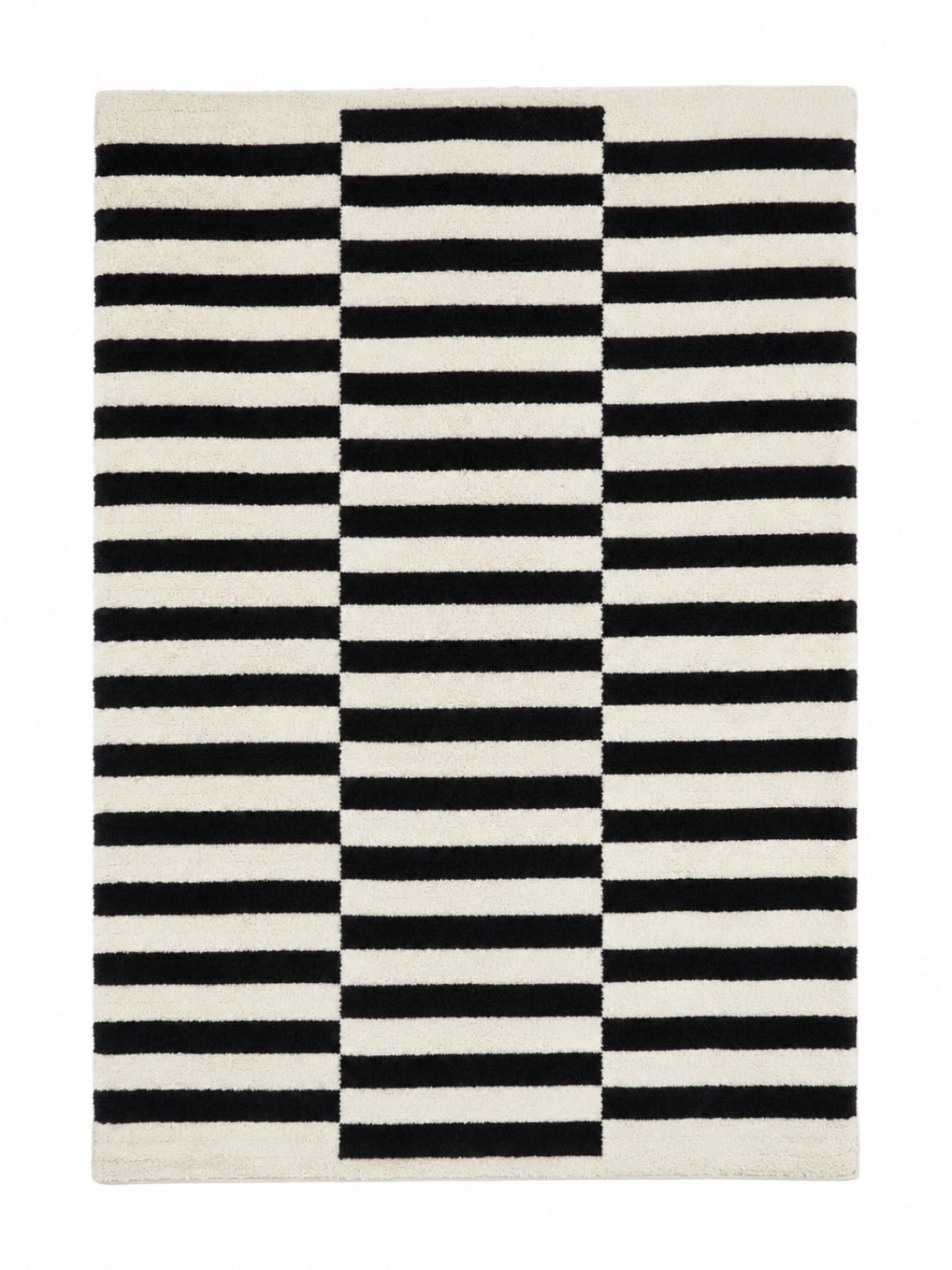 Modern Black & Ivory Geometric Striped Hand Tufted Wool Rug view 5