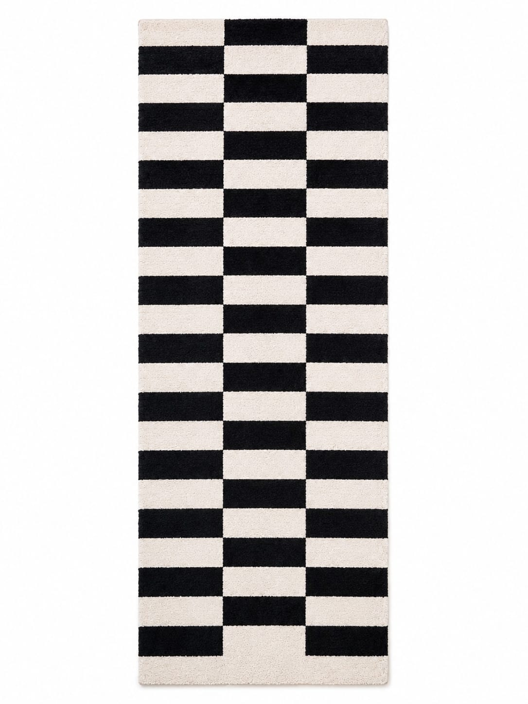 Black & Ivory Wool Runner Rug | Handmade Zora Carpet view 6