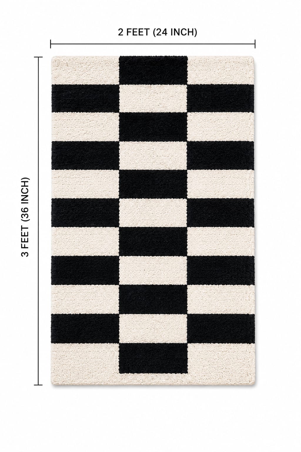 Black & Ivory Wool Runner Rug | Handmade Zora Carpet view 8