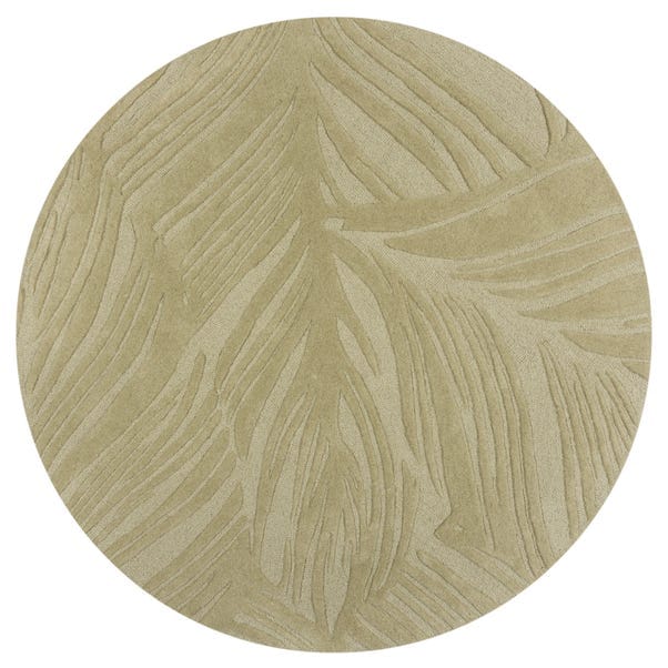 Botanical Leaf Oliv Green High-Low Wool Rug view 7