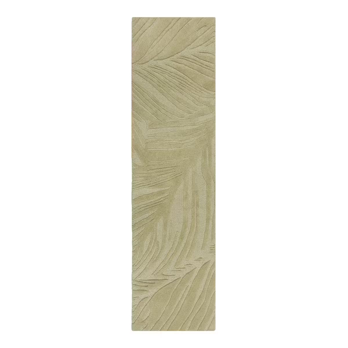 Botanical Leaf Oliv Green High-Low Wool Rug view 9