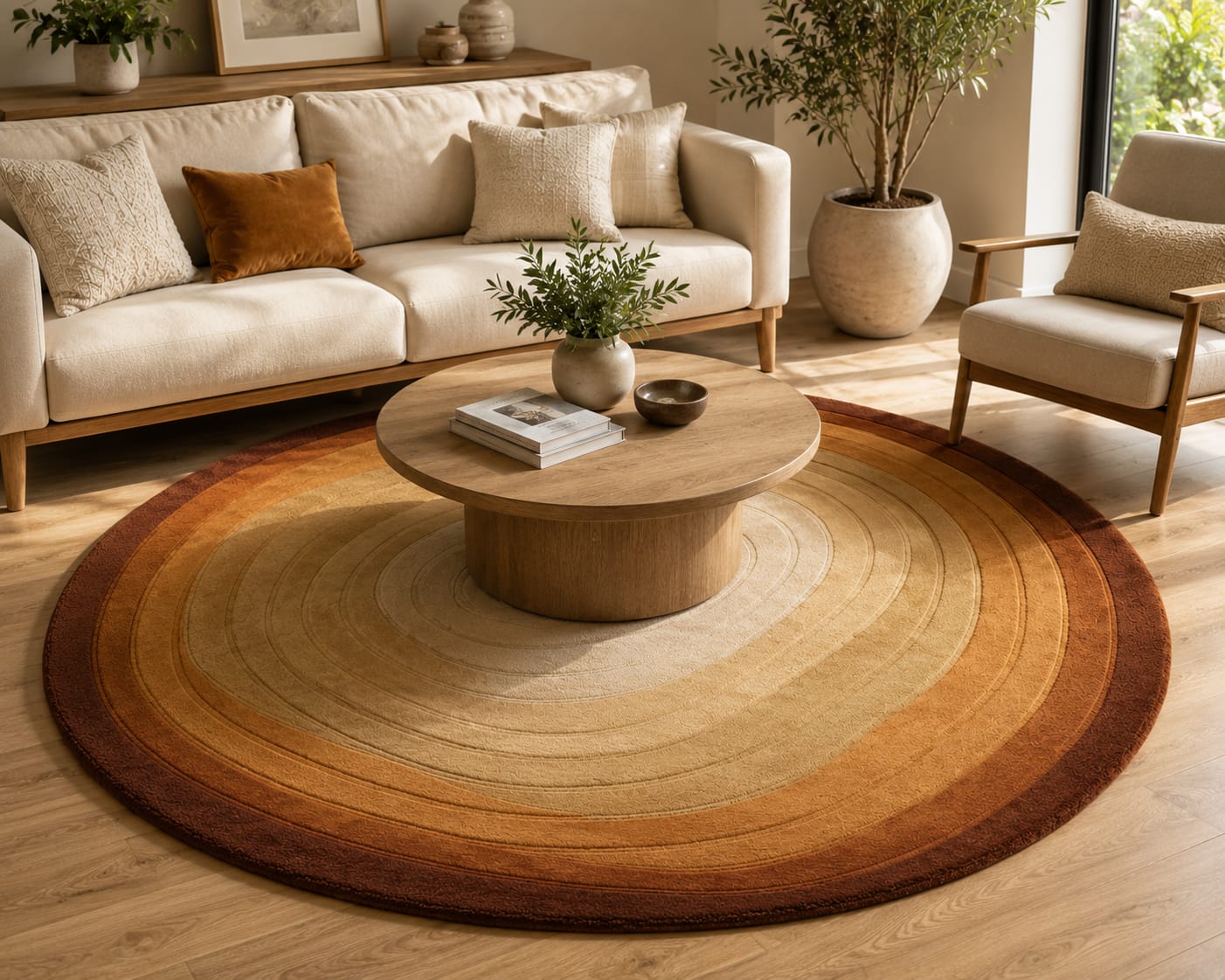 Modern Organic Abstract Hand-Tufted Wool Rug - Brown & Beige view 9