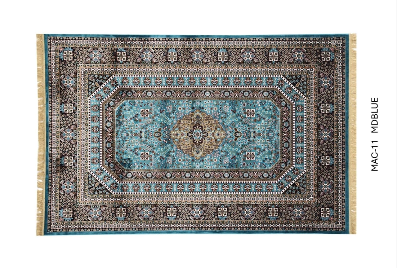 Luxury Silk Viscose Rug | Washable Persian Style Carpet - Blue view 4