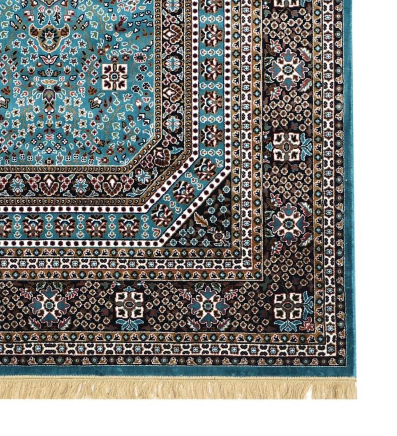 Luxury Silk Viscose Rug | Washable Persian Style Carpet - Blue view 2