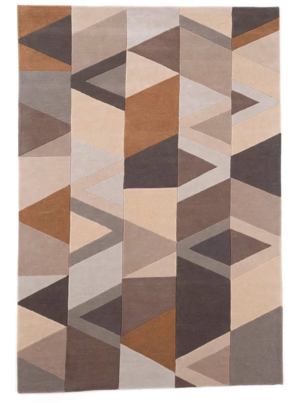 Aurelia - Modern Geometric Hand-Tufted Wool Rug in Taupe, Grey & Camel