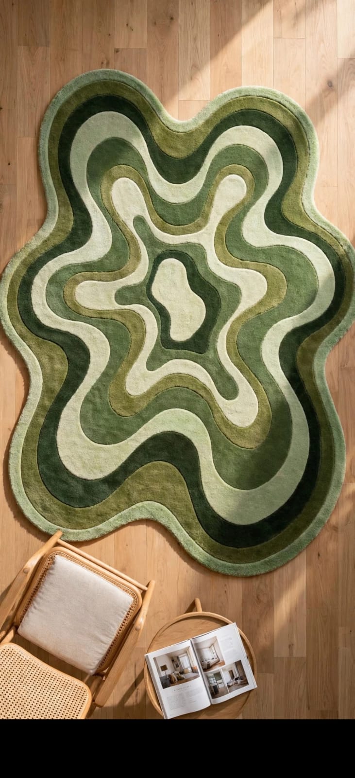 Zora Verdant Flow Irregular-Green Wool Rug view 2