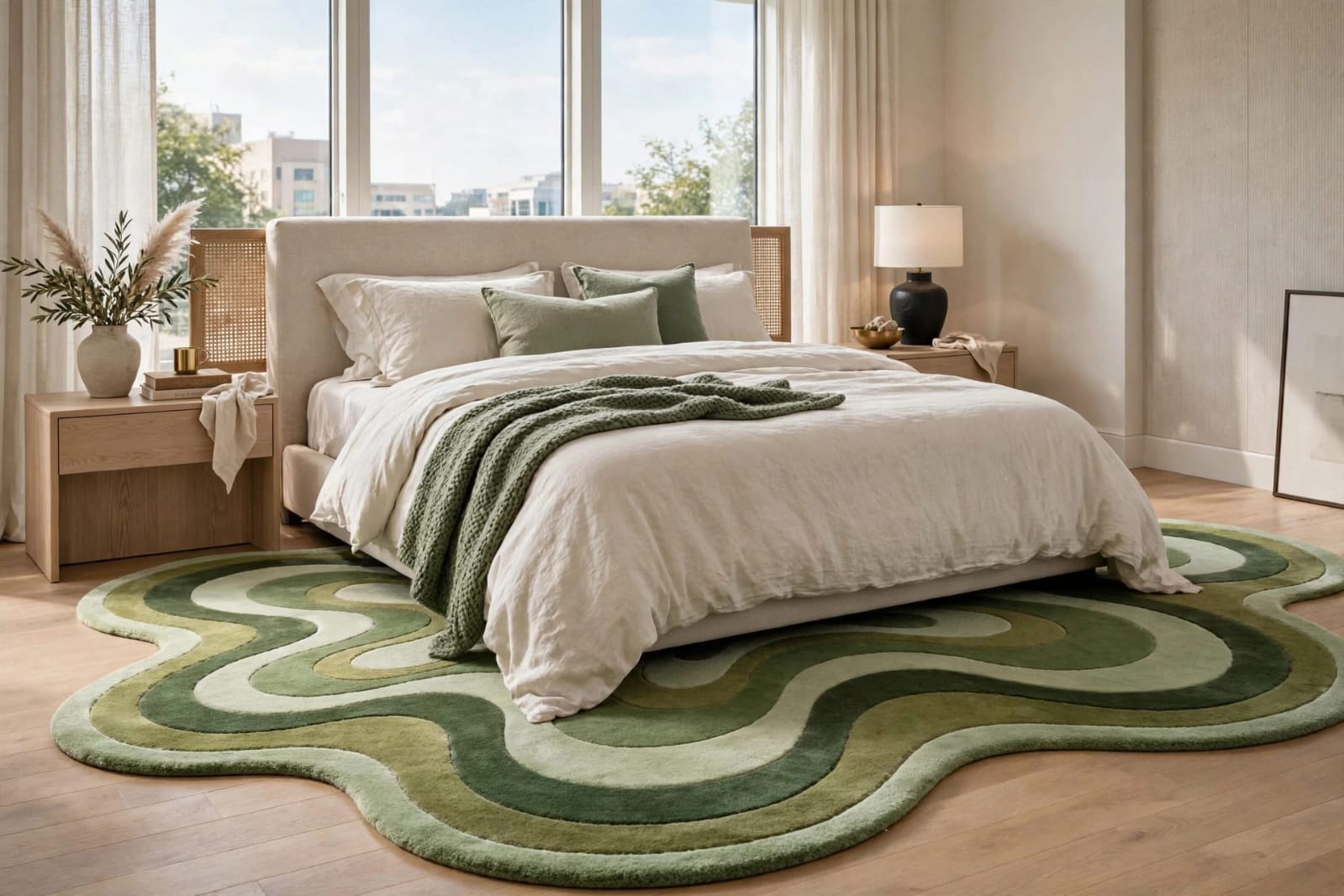 Zora Verdant Flow Irregular-Green Wool Rug view 7