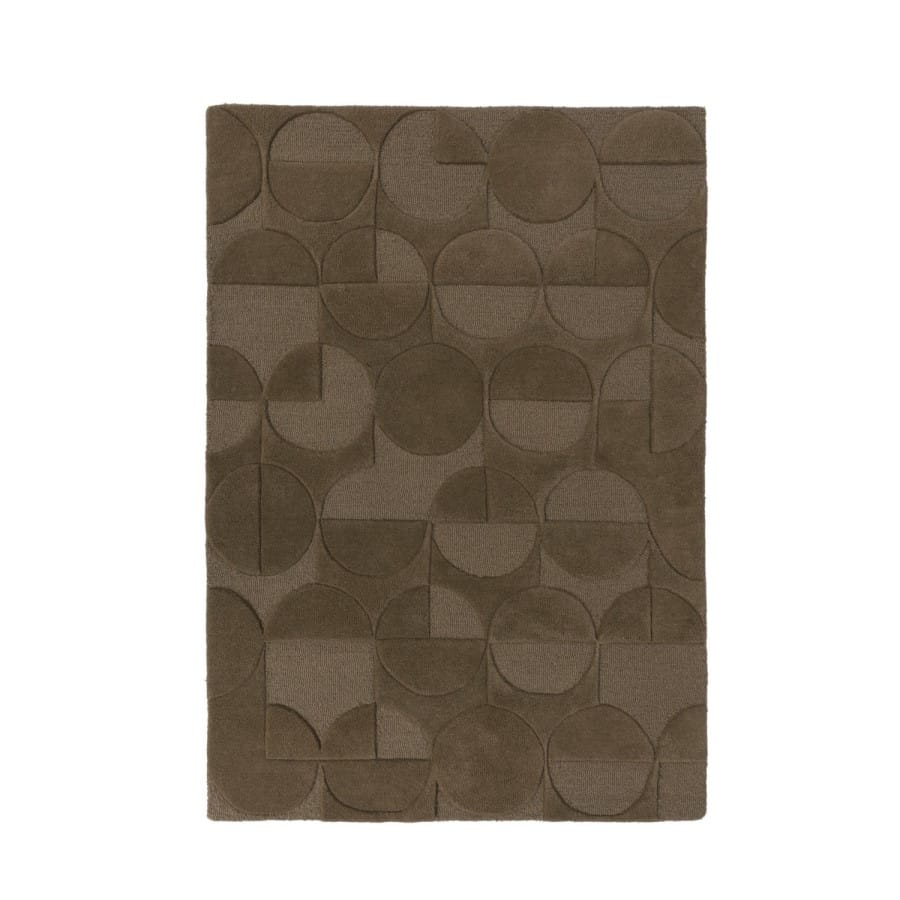 Zora Brown Mid-Century Circle Wool Rug