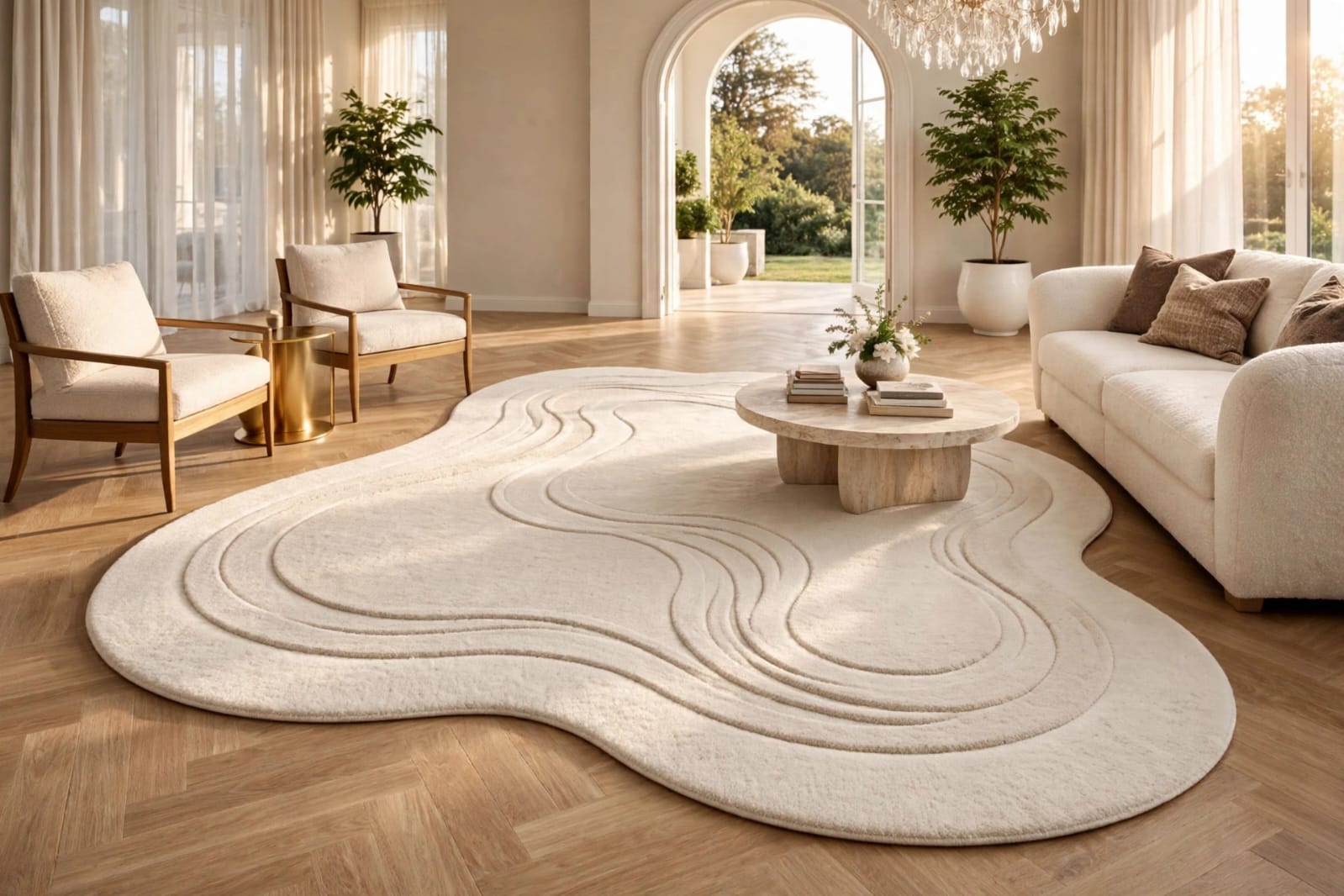 Luxury Hand-Tufted Wool Abstract Wave Rug | Zora Carpet view 5